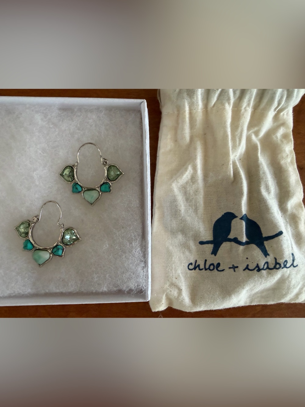 Chloe + Isabel Aqua and Green Multi-Stone Hoop Earrings